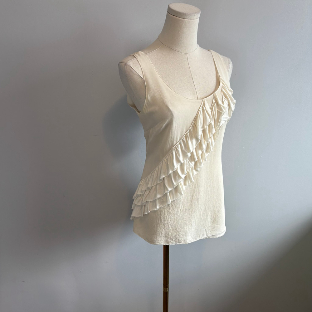 Banana Republic Women's Silk Ruffle Cream Camisole, SZ SM